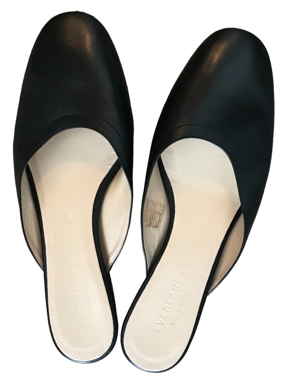 Everlane Black Mules Flat Italian Leather Sz 9/8.5 Orig: $158 - read description